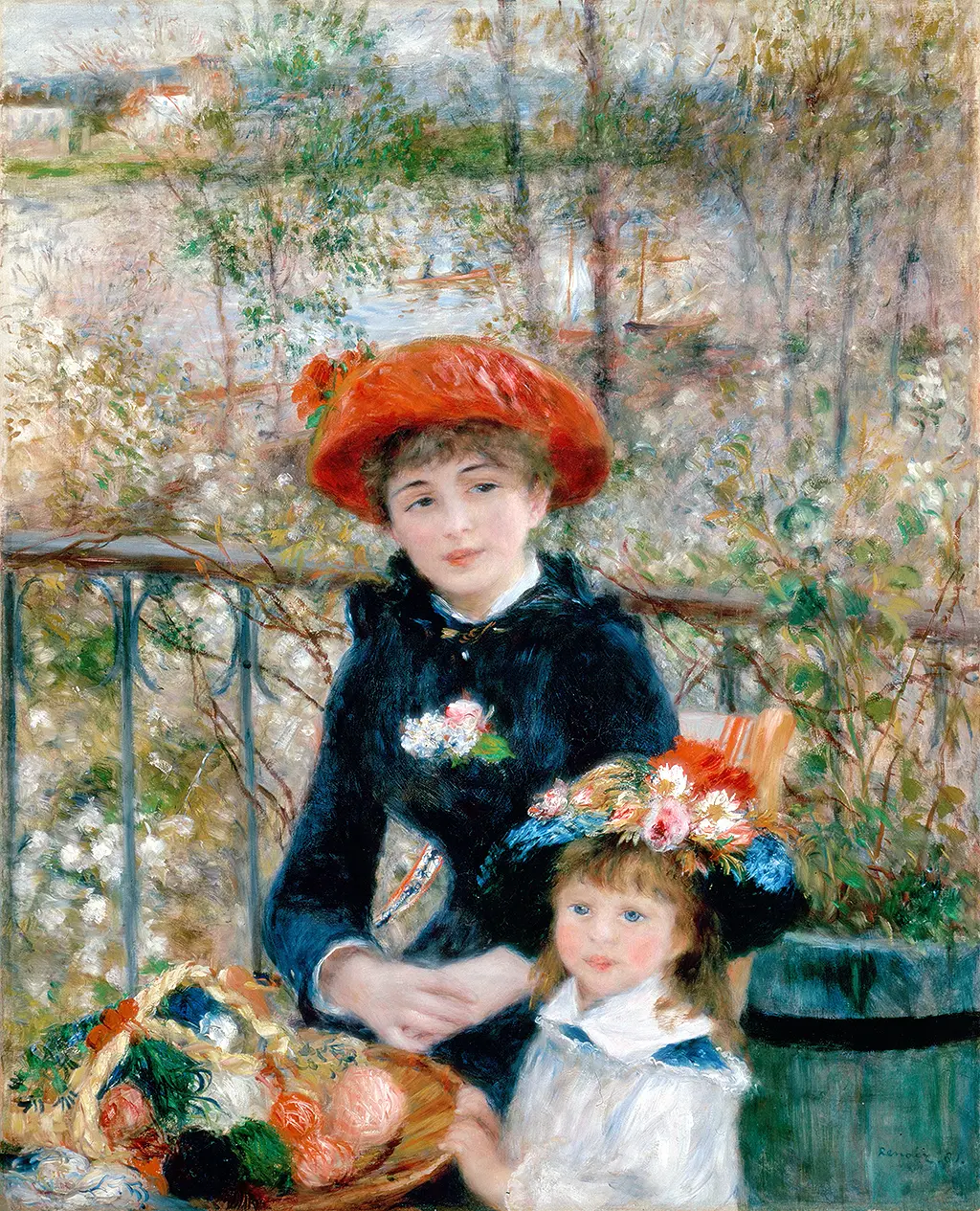 Two Sisters on the Terrace in Detail Pierre-Auguste Renoir